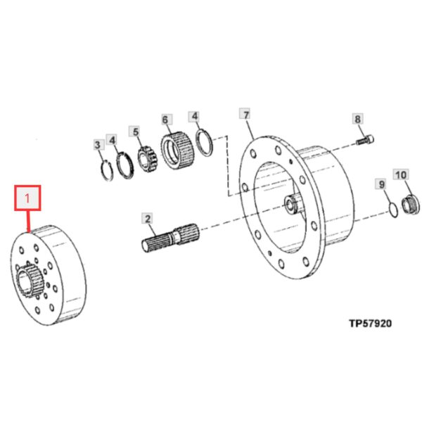 L110235 Corona Reductor Delantero John Deere 310E 310G