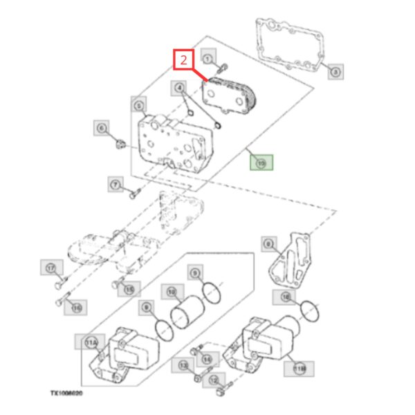 enfriador de aceite-RE56690-john deere 310 410.jpg(2) RE56690 Enfriador De Aceite John Deere 310 410