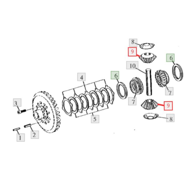 satélites diferencial delantero-T116851-john deere 310E 310G.jpg(2) T116851 Satélites Diferencial Delantero John Deere 310E 310G