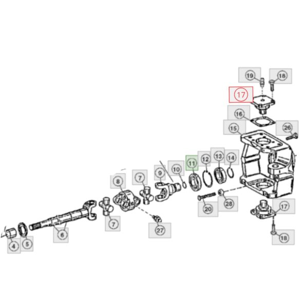 T188397 Pivote Inferior y Superior Punta Delantera John Deere 310E 310G