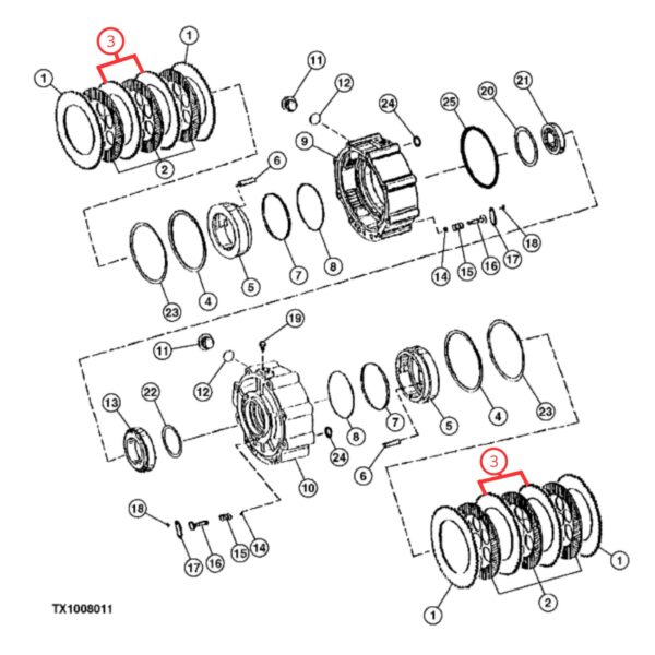 T161233 Separador Freno 4mm Jhon Deere 310G 410G